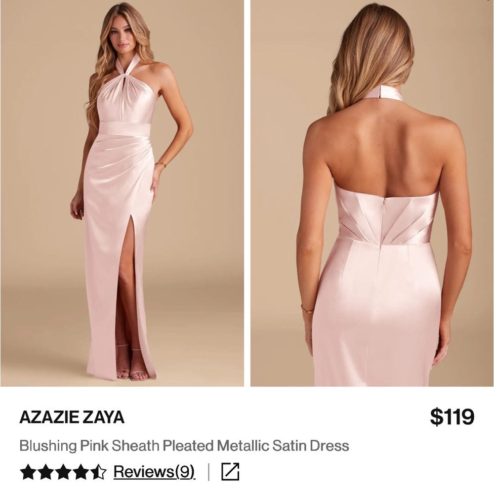 NWT Azazie Zaya bridesmaid dress size 4 long in blushing pink.  Retails for $119